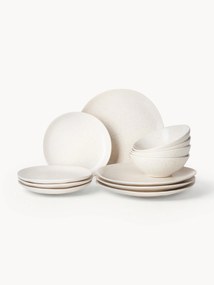 Handgemaakte serviesset Nordic Vanilla, 4 personen (12-delig)