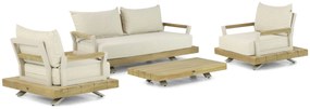 Stoel en Bank Loungeset 4 personen Aluminium/teak Taupe  Santika Furniture Santika