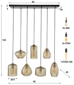 Eettafel Hanglamp Amber Glas