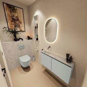 Mondiaz Ture DLux toiletmeubel 100cm greey met wastafel opalo links zonder kraangat