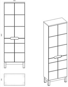 Comad Bali White 805 FSC kolomkast 187x60cm eiken/wit