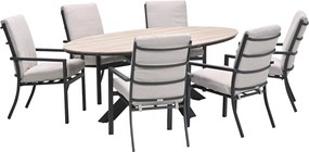 Garden Impressions Senja tuinset 7-delig desert sand - Tulli tuintafel 220x115xH75 cm - light teak vironwood