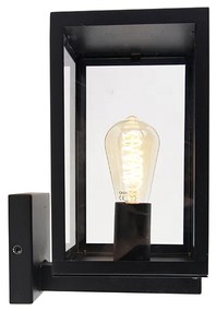 Moderne buiten wandlamp zwart met glas 30 cm - Rotterdam