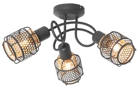 Design plafondlamp zwart met goud 3-lichts - Noud Design E14 rond Binnenverlichting Lamp