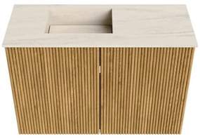 Mondiaz Joya DLux 60cm toiletmeubel oak met wastafel faye links 1 kraangat meli