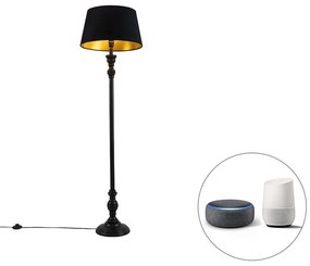 Smart vloerlamp met dimmer zwart met kap zwart met goud 45 cm incl. Wifi A60 - Classico Klassiek / Antiek E27 Binnenverlichting Lamp