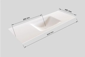 Zaro Valencia Solid Surface badkamermeubel 80cm donker eiken zonder kraangat met 2 lades