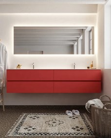 Mondiaz Vica 200cm badmeubel fire 4 lades wastafel Moon dubbel met 2 kraangaten