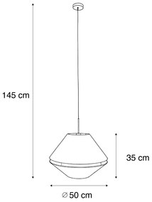 Hanglamp zwart met dubbele velours lampenkap groen met gouden binnenkant - Combi 1 Klassiek / Antiek, Modern E27 Binnenverlichting Lamp
