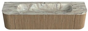 Mondiaz Kurve-dlux 170cm badmeubel ronding links/rechts dusk met 1 lade en 2 deuren en wastafel big large midden 1 kraangat glace