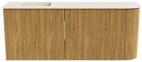 Mondiaz Joya DLux 100cm toiletmeubel ronding rechts oak met wastafel faye links zonder kraangat meli