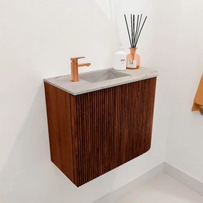 Mondiaz Joya DLux 50cm toiletmeubel ronding rechts ruby met wastafel faye links 1 kraangat glace