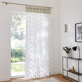 Glasgordijn in gebloemd katoen met ringen, Daya