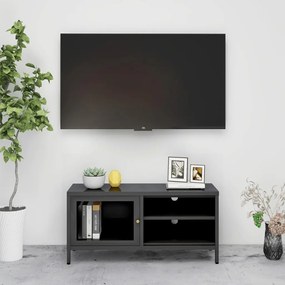 vidaXL Tv-meubel 90x30x44 cm staal en glas antracietkleurig