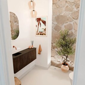 Mondiaz Joya 100cm toiletmeubel walnut met wastafel faye links zonder kraangat urban