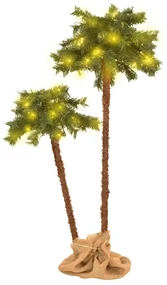 vidaXL Kunstpalmboom dubbel met LED's 90 en 120 cm