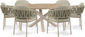 Tuinset Ronde Tuintafel 6 personen Rope Zand/Beige 4 Seasons Outdoor Calma/Ancona