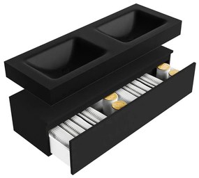 Zaro Alan badmeubel 130cm urban 1 lade met vrijhangende wastafel cloud dubbel 2 kraangaten urban