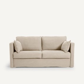 Sofa 3-er, omvormbaar, in dik stonewashed linnen, NÉO KINKAJOU