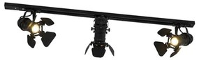 Modern railsysteem met 3 spots zwart 1-fase  - Iconic Movie