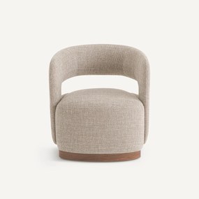 Draaifauteuil met walnoten onderstel, mêleestof, Jesper