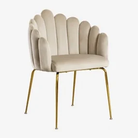 Eetkamerstoel In Fluweel Markina Beige – Crème - Sklum