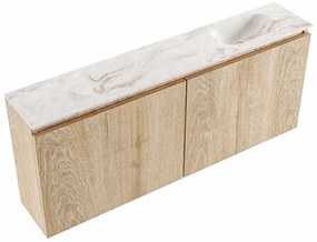 Mondiaz Ture DLux toiletmeubel 120cm washed oak met wastafel frappe rechts met kraangat