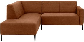 Goossens Key West cognac, micro leer, 2-zits, modern design met ligelement links