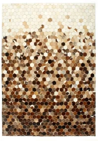 vidaXL Vloerkleed patchwork 160x230 cm echt harig leer bruin/wit