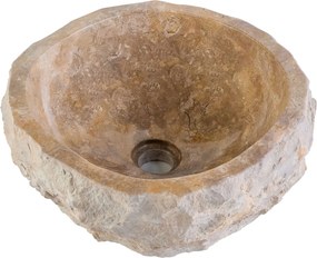 Sanigoods River waskom natuur marmer 30-35x15cm bruin