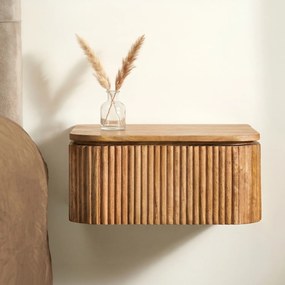 Zwevend Nachtkastje Hout Ribbels - 45x40x21cm.