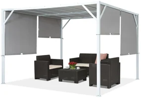 Metalowa pergola tarasowa Santorini 3 x 3 m biało-antracytowa Garden Point
