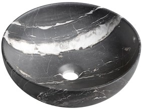 Sapho Rondane keramische waskom 41x41cm zwart marmer