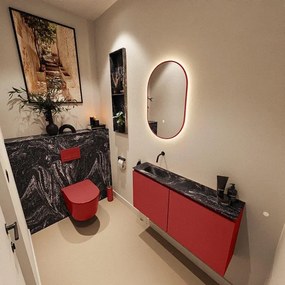 MONDIAZ TURE-DLUX 100cm toiletmeubel Fire. EDEN wastafel Lava positie links. Zonder kraangat. TUREDX100FIRL0LAV