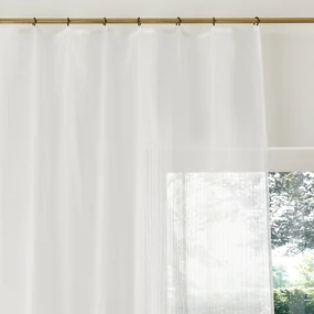 Glasgordijn met ruitjes en met vaste ringen, Ivory