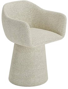 Goossens Eetkamerstoel Liselot beige stof graden draaibaar met return functie met armleuning,