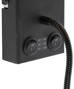 Smart wandlamp met dimmer zwart met velours donkergrijze kap incl. Wifi A60 - Stacca Modern E27 cilinder / rond Binnenverlichting Lamp