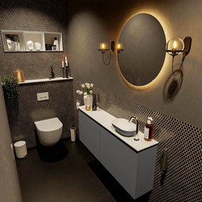 Mondiaz Fowy toiletmeubel 120cm dark grey met antraciete waskom rechts en kraangat