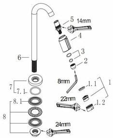 Mueller Gold toiletkraan XL geborsteld messing PVD