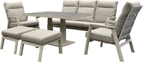Barolo Pacific stoel bank dining loungeset 6 delig verstelbaar latte