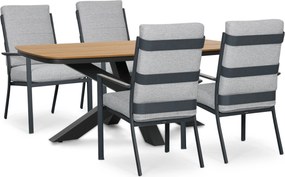 Tuinset 4 personen 180 cm Aluminium Grijs Lifestyle Garden Furniture Lecce/Camila