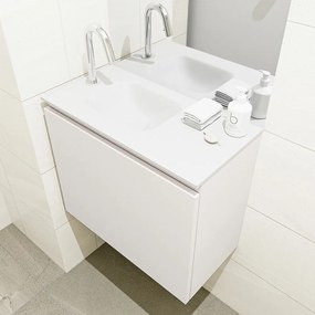 Mondiaz Olan 60cm toiletmeubel linen met wastafel talc links 1 kraangat