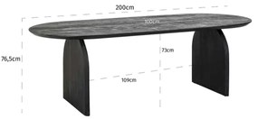 Richmond Interiors Hudson Ovale Eettafel Zwart Hout 200 Cm - 200 X 100cm.