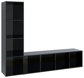 vidaXL Tv-meubelen 2 st 142,5x35x36,5 cm spaanplaat hoogglans zwart