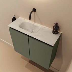 Mondiaz Ture DLux toiletmeubel 60cm army met wastafel opalo links zonder kraangat