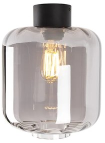 Design plafondlamp zwart met smoke glas - Qara