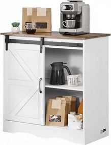 VEVOR Koffiebarkast 80 x 35 x 80 cm Boerderijkoffiebarkast met 3-laags opbergruimte, koffiebartafel met schuurdeur, buffetkast voor woonkamer en entree