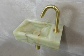 Saniclear Green Onyx fonteinset met gebogen kraan in geborsteld messing