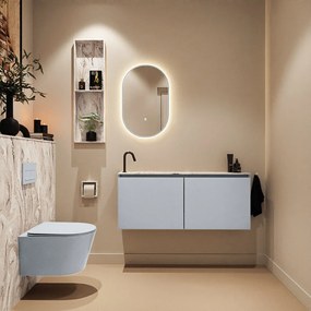 Mondiaz Ture DLux toiletmeubel 120cm clay met wastafel glace links met kraangat