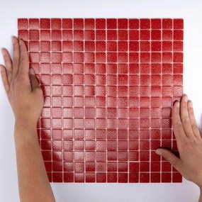 The Mosaic Factory Amsterdam mozaïektegel - 32.2x32.2cm - wand en vloertegel - Vierkant - Glas Red Strawberry Mat GM42S